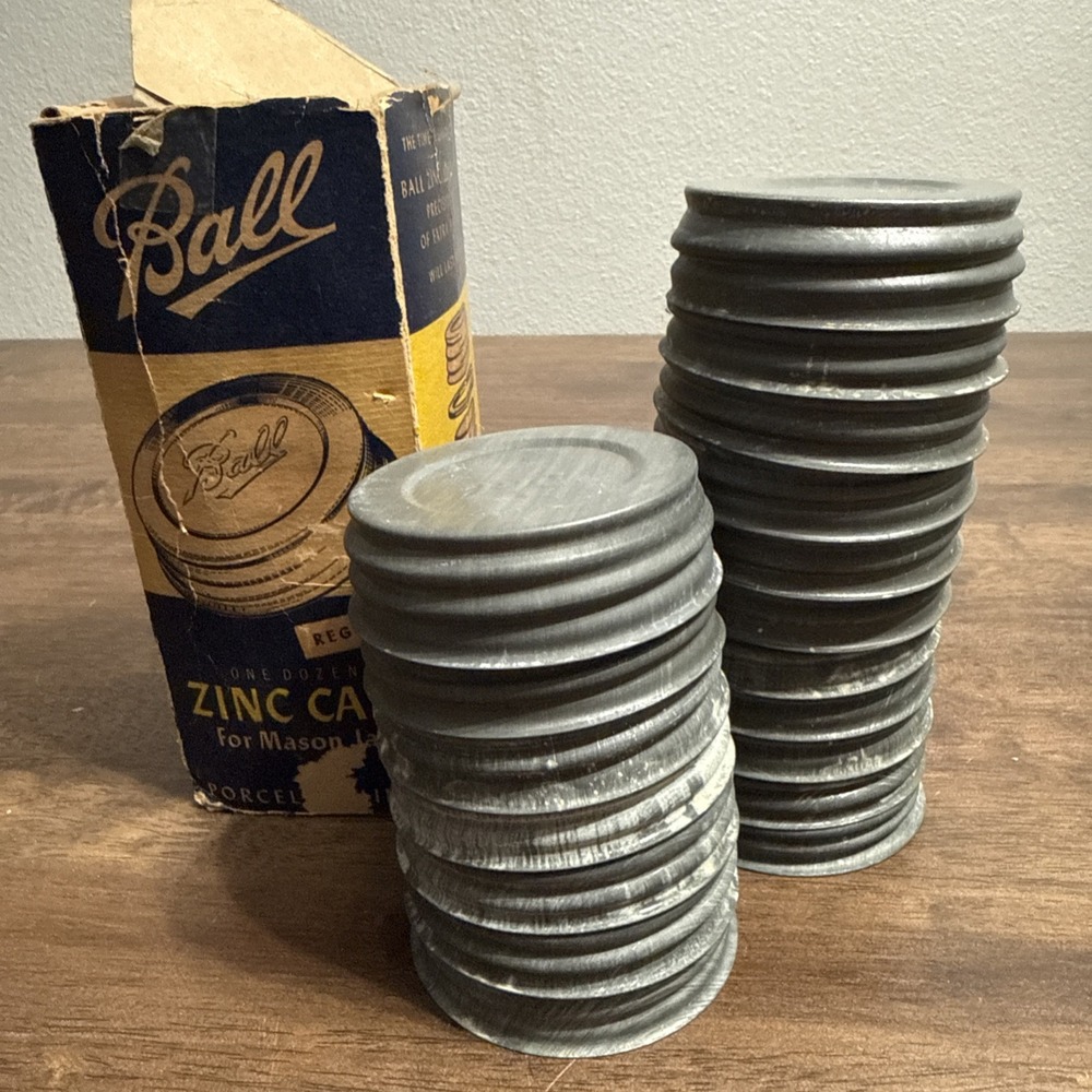 Vtg 18 Ball Zinc Porcelain Lined Caps Canning Jar Lids Some New